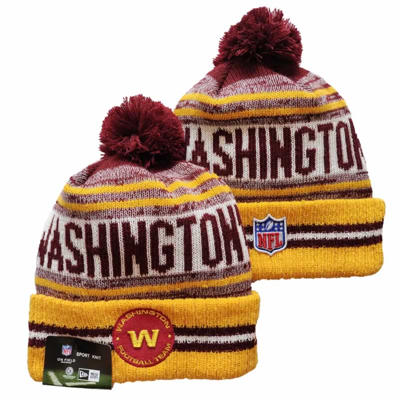 Washington Football Team Logo Yellow and Red Pom Cuffed Knit Hat YD,We sell and wholesale Washington Football Team Logo Yellow and Red Pom Cuffed Knit Hat YD on line form chian!